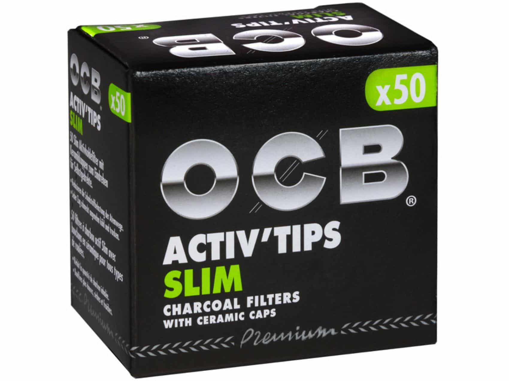 Filtre OCB Activ'Tips, Boite 50 filtres à cigarette Charbon actif