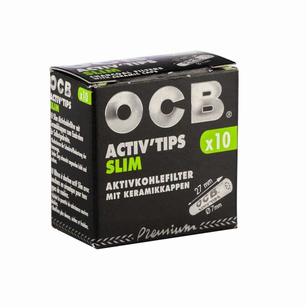OCB ActivTips Slim Lot de 5 filtres à Charbon Actif avec Capuchons en céramiq… 
