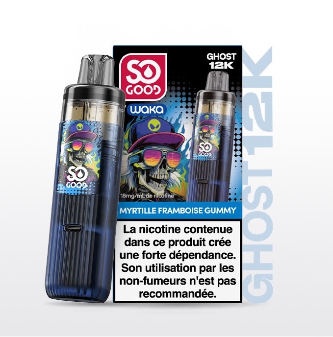 Puff So Good Ghost 12k Myrtille Framboise Gummy 18mg Nicotine (100% légale)