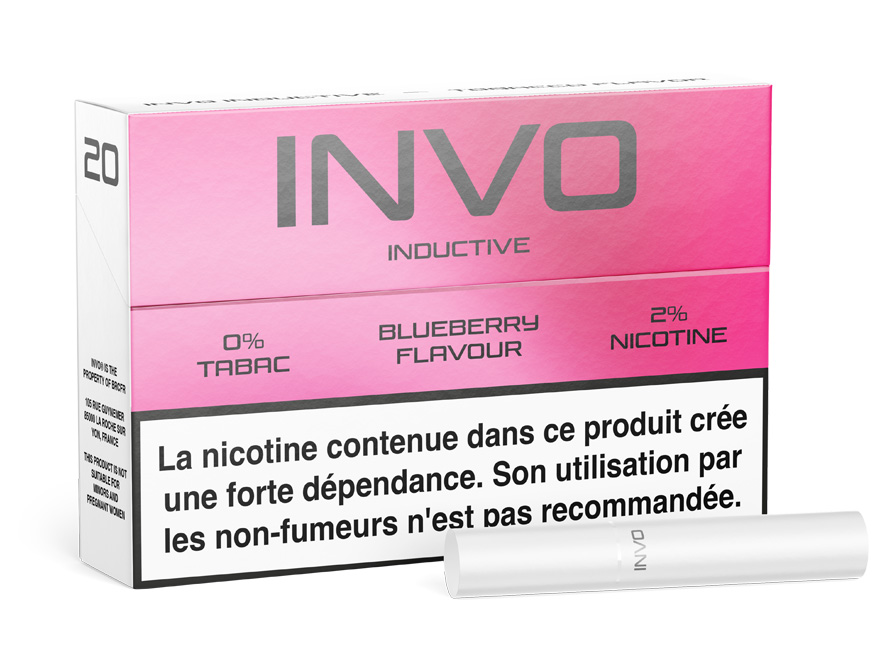 Paquet 20 Sticks Invo Inductive Blueberry 2% Nicotine (Compatible ILUMA et système type TEREA)